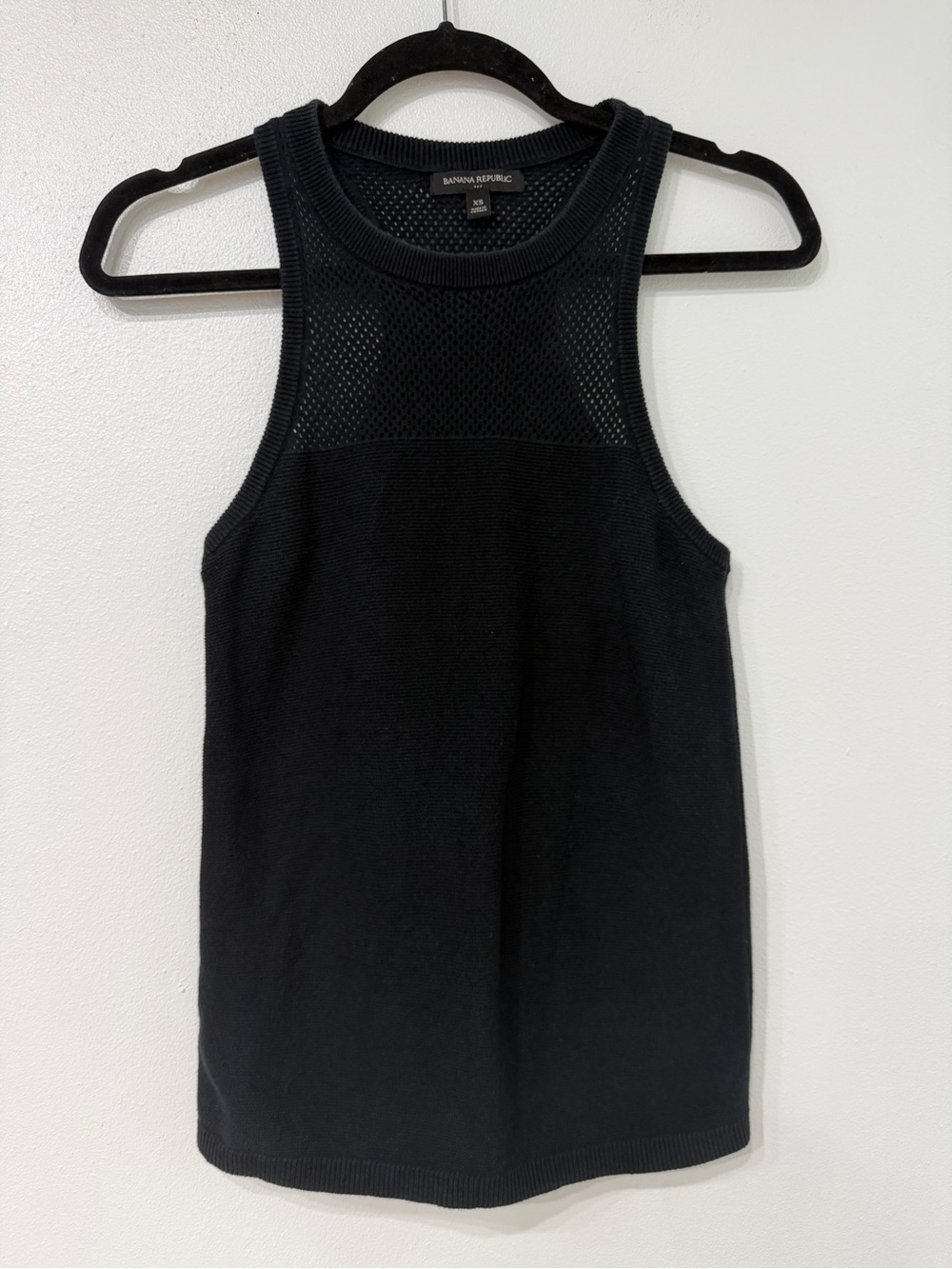 Banana Republic Black Mesh Yoke Knit Tank